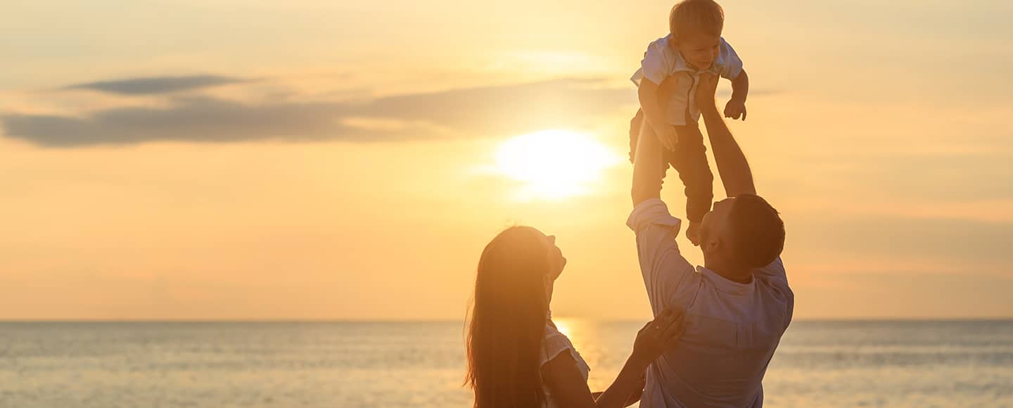 family on the beach