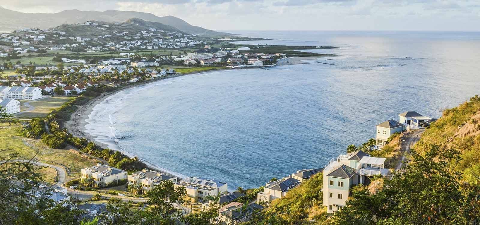 Aerial view of Basseterre, capital of St Kitts & Nevis.