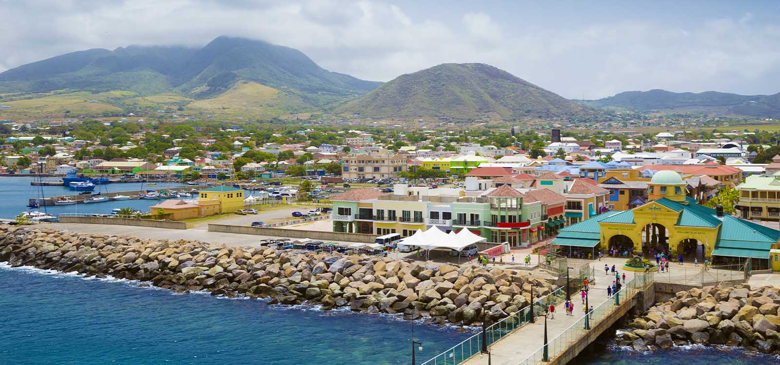 Aerial view of Basseterre, Capital of St Kitts & Nevis