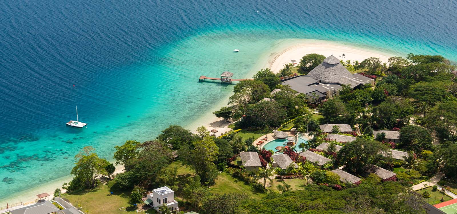 Aerial view of Vanuatu seashore.