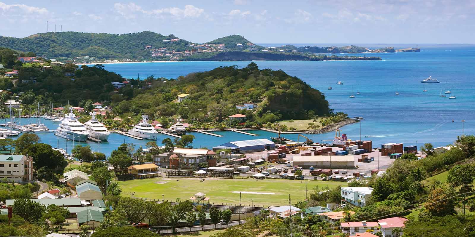 Aerial view of St. George's in Grenada