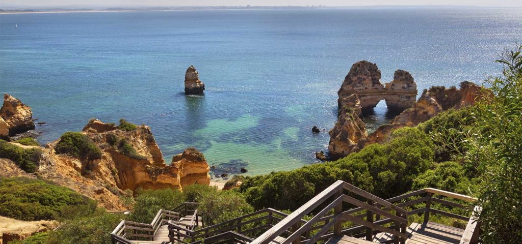 Coastline in Algarve region in Portugal