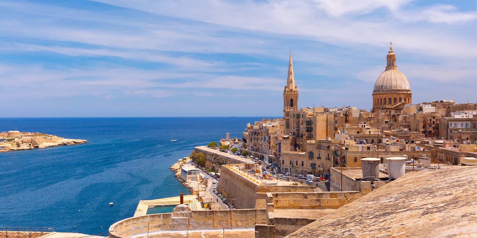 Aerial view of Valletta city in Malta