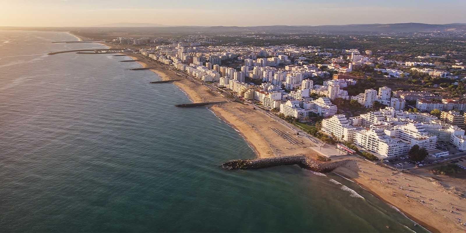 Aerial view of the beach in Algarve, Portugal