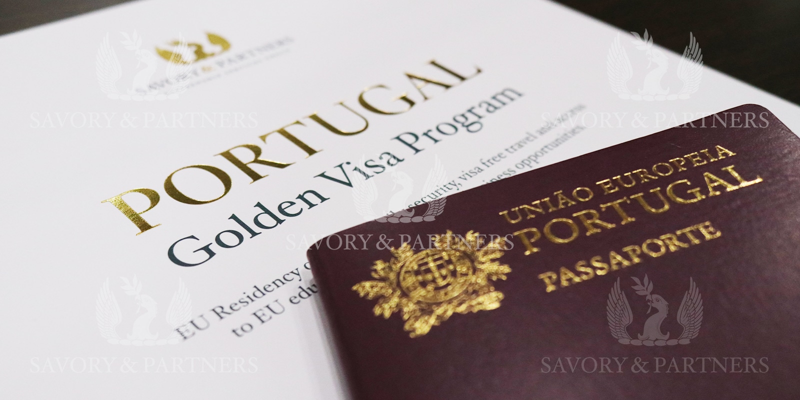 Portuguese passport at Savory & Partners office in Dubai, UAE.